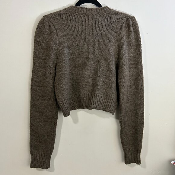 Remain | Cropped Ribbed Sweater Pearl Buttons Brown | Size ??? Women's - Picture 4 of 15